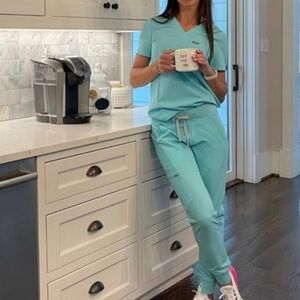 Womens figs scrub set zamora jogger xxs petite casma top xxs aqua fresh